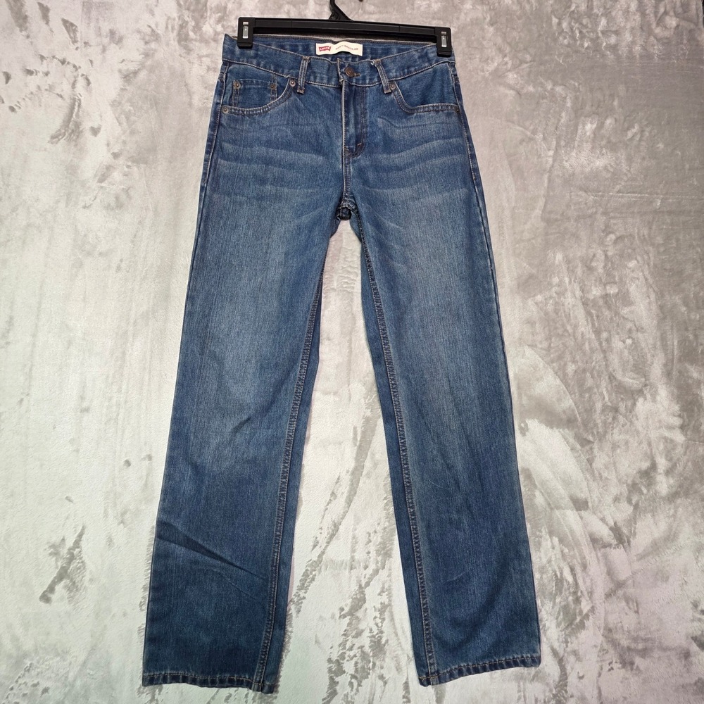 Levis 505 Regular Fit Jeans Boys Size 16 Reg 28x30 Medium Wash Blue Denim